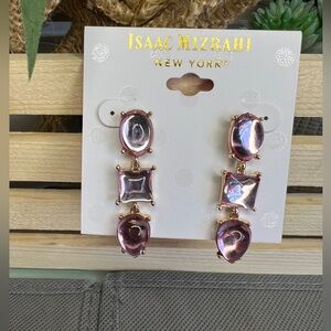 Isaac Mizrahi Pink Crystal Drop Earrings